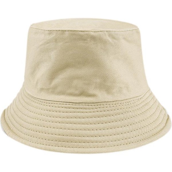 Sombrero De Pescador De AlgodóN Puro De Alta Calidad, Doble Cara, VersióN Coreana, Sombrero Tipo Cuenca Para Adelgazar La Cara, Sombrero De Cubo Con ProteccióN Solar, Bordado M(56-58Cm) Beige-image