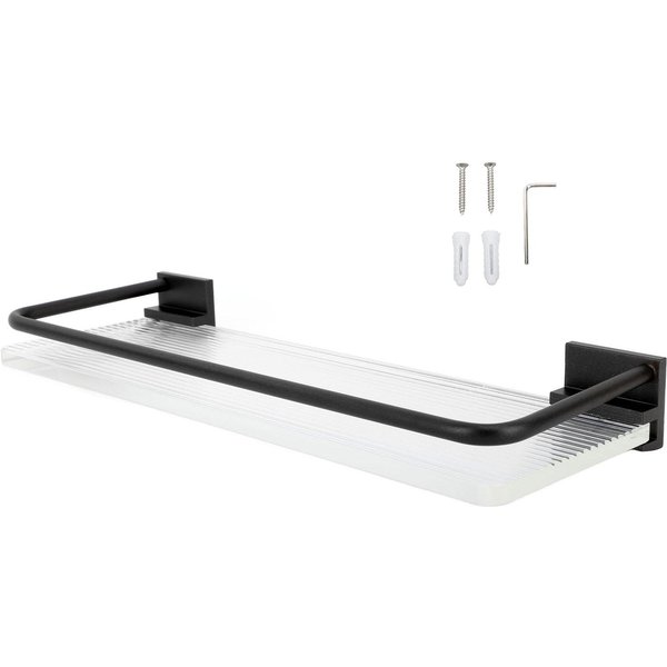 Estante De Pared Para BañO De 30 Cm Espacio Aluminio AcríLico Toallero Estante De Almacenamiento Para BañO Gris Negro-image