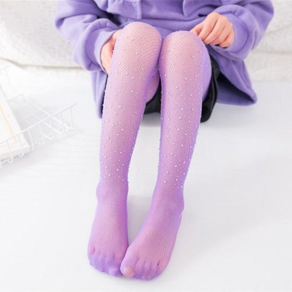 Medias Para NiñAs Medias Brillantes Para NiñOs Pantimedias De Cintura Alta Medias De Rejilla Con PedreríA Medias Para NiñOs PequeñOs Leggings Para NiñAs NiñOs NiñAs 7 To 14 Year Azul-image