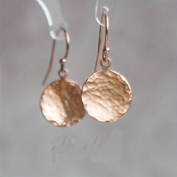1 Par De Pendientes Redondos PequeñOs CóNcavos Y Convexos De Metal Sencillos, Elegantes Pendientes Circulares GeoméTricos Beige-image