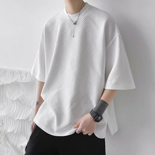 Letni T-Shirt Z KróTkim RęKawem MęSka Moda Retro Oversize T-Shirt MęSki Streetwear Hip Hop LuźNy OkrąGłY Dekolt Xxxl BiałY-image