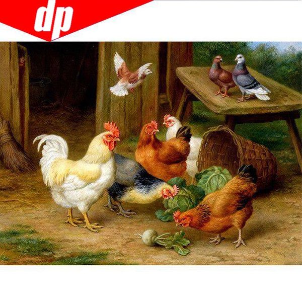 Bordado De Diamantes Completo Animal Pollo Pintura De Diamantes 5D Punto De Cruz 20X30-image