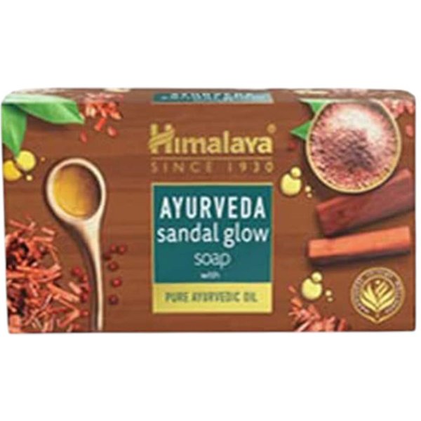 Himalaya Ayurveda MydłO Sandal Glow Z Czystym Olejkiem SandałOwym Dla OdżYwionej, Promiennej SkóRy Kostka 75G ŚRodek CzyszcząCy Do Twarzy I CiałA-image