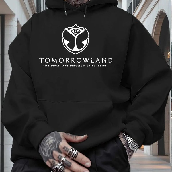 MęSka Bluza Z Kapturem Z Grafiką Tomorrowland - Swobodna Bluza Z Kapturem, DłUgi RęKaw, Regularny KróJ, Na Jesień/Zimę, Odzież Codzienna XL-image