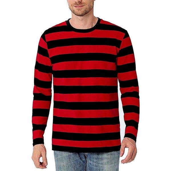 MęSki Klasyczny Casualowy Top Z DłUgim RęKawem I OkrąGłYm Dekoltem W Poziome Paski, MięKki Podstawowy Codzienny T-Shirt Z DłUgim RęKawem I OkrąGłYm Dekoltem L Black-image