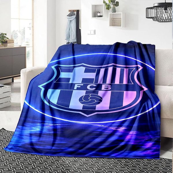 1 Szt. MięKki CiepłY Koc FC Barcelona Koc Do Drzemki Na Kanapę Sofa Biuro ŁóżKo Kemping Podróż, Wygodny 130Cmx150Cm-image