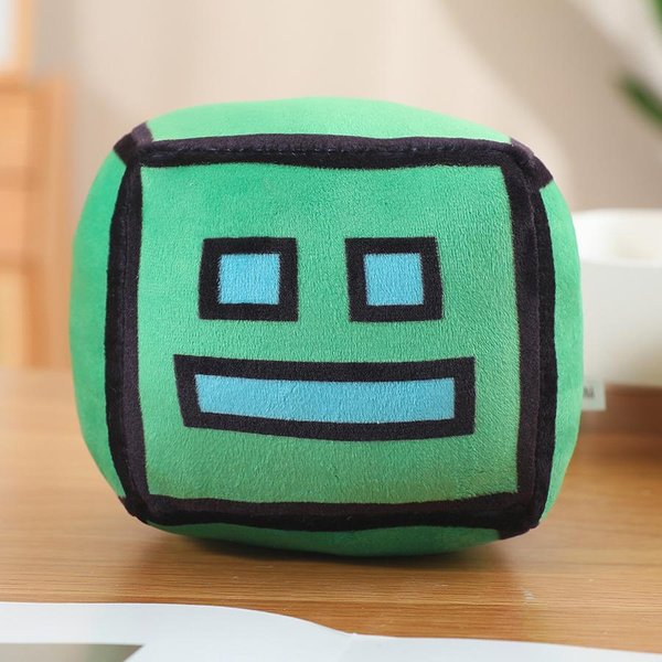 12Cm Geometry Dash Kostka Pluszowe Zabawki Wypchana Pluszowa Lalka MałA Poduszka Kwadratowy Wisiorek Gra Urocze Dzieci Fani Kolekcja Prezent Urodzinowy 12Cm-image