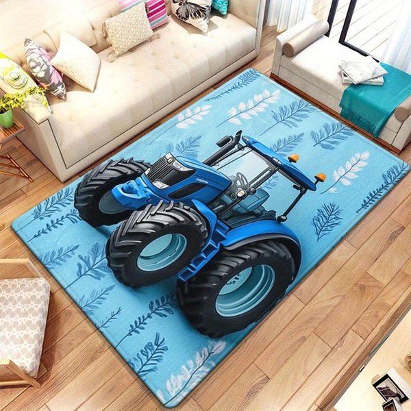 Niebieski Traktor Dywanik Obszarowy, AntypośLizgowa ChłOnna Zmywalna Mata PodłOgowa Do Kuchni ŁAzienki, Przedpokoju Domowego WystróJ Jogi 40X60Cm-image