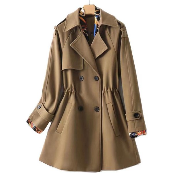 Gabardina Holgada Mediana Y Larga Para Mujer, Nueva Gabardina De Talla Grande Con Cintura Y Delgada Para Mujer De Primavera Y OtoñO XL Black-image