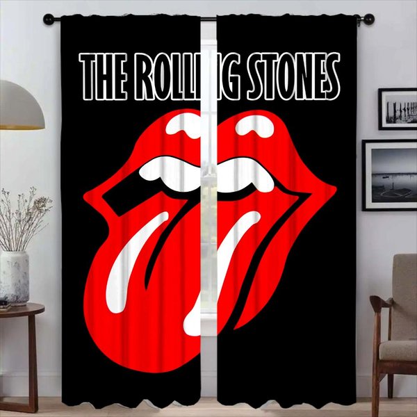 Cortina De Ventana Con ParticióN De The Rolling Stones Para HabitacióN 2 Paneles Cortinas Modernas Para Sala De Estar Cortinas Para Interior Del Hogar Cocina Opacas W86Xh137Cmx2Pcs-Cl-image