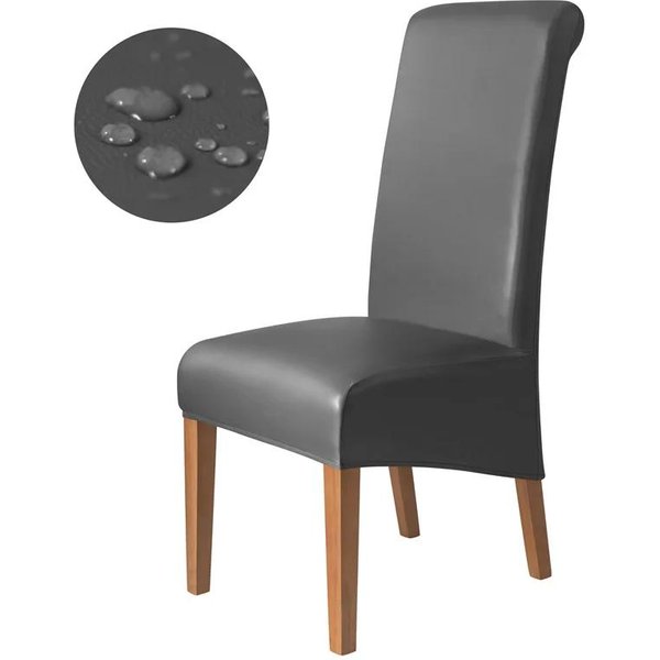 1 Szt. Elastyczny Pokrowiec Na KrzesłO Jadalniane SkóRa PU Wodoodporne Pokrowce Na KrzesłA DłUgie Oparcie Jednolity Kolor Pokrowce Na Siedzisko Bankiet Hotel Dekor 1Piece Chair Cover Gray-image