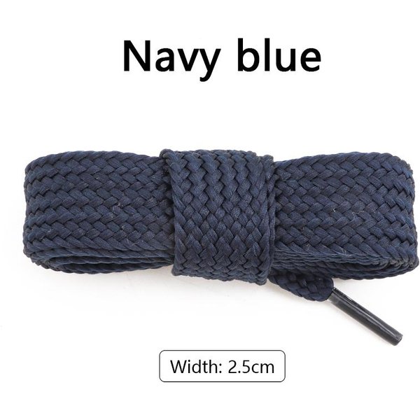 1 Para 2,5 Cm Szersze SznurowadłA Do ButóW Nowe Trampki PłAskie SznurowadłA Modne SznurowadłA 100/120/140/160 Cm Akcesoria Do ButóW 140Cm Kolor Granatowy-image