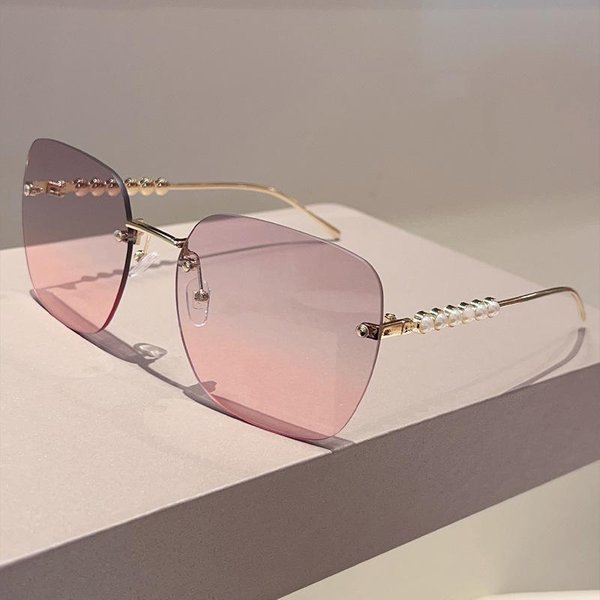 Y2K Vintage Bezoprawkowe Kwadratowe Oversize Okulary PrzeciwsłOneczne Damskie Dla MężCzyzn Luksusowe Markowe Okulary PrzeciwsłOneczne Punk Popularne PerłOwe Metalowe Okulary-image