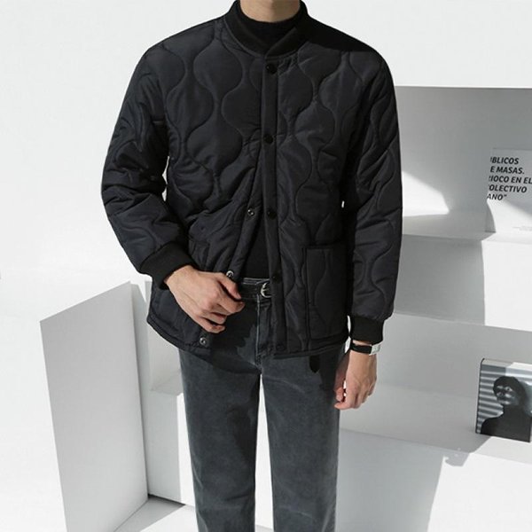 Chaqueta De AlgodóN Para Hombre Para OtoñO E Invierno, DiseñO Holgado Y Moderno Estilo Coreano, Chaqueta De AlgodóN Con Cuello Mao Engrosado 2XL White-image