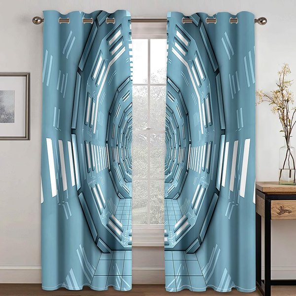 CáPsula Espacial Nave Espacial Astronauta TecnologíA Cortinas Finas Para Ventana Para DecoracióN De Sala De Estar Dormitorio 2 Piezas EnvíO Gratis W50 X H130(Cm)X2&Grommet Top-image