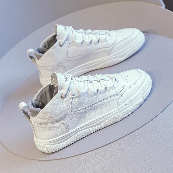 Zapatos Blancos De Cuero Genuino Para Mujer, Nueva VersióN Coreana De Zapatos Planos Que Combinan Con Todo Para El Verano 40 White-image