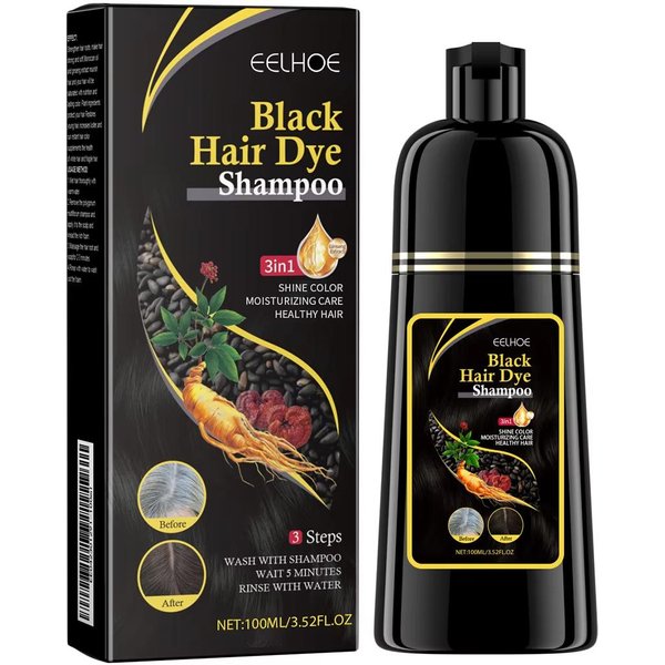 Eelhoe Szampon Do Farbowania WłOsóW Czarnych 3 W 1 Wzrost Czysty Przyciemnianie WłOsóW GłęBoko OdżYwiająCy Szampon Do Farbowania WłOsóW Czarnych Naturalny Organiczny ZiołOwy 100Ml BrąZowy-image