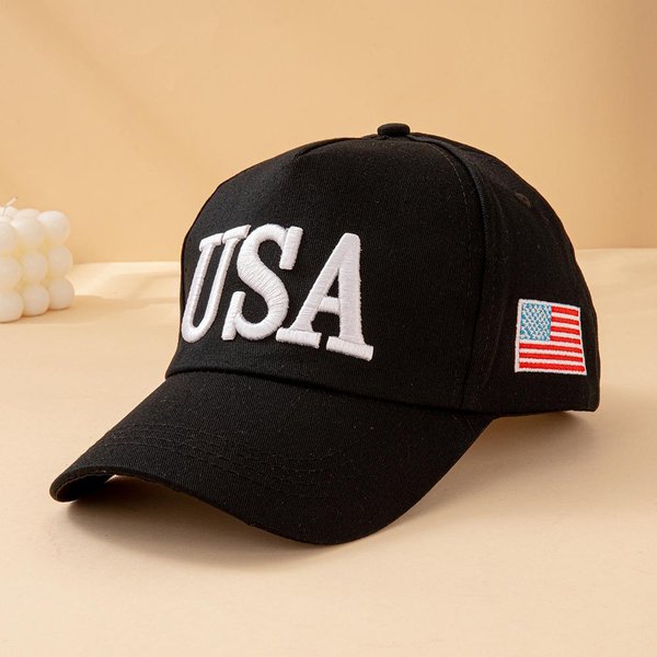 Gorra De BéIsbol Bordada Con Letras De Ee. Uu. Moda Hombres Mujeres Parche De Bandera Americana Ajustable PatrióTica Gorra De Papá Para Exteriores Casual Diaria Adjustable Black-image