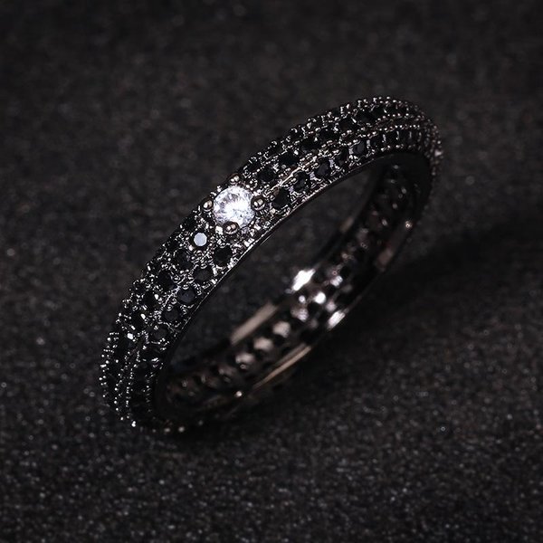 Anillo De Circonio Colorido De Oro Negro Para Mujer, Circonio Completo, Boda, Fiesta, Compromiso, Anillo De JoyeríA De Alta Calidad, Regalo 7 Black-image