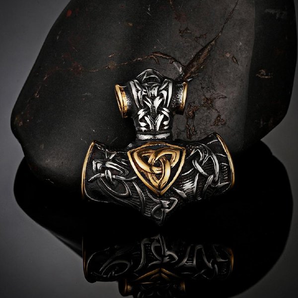 Collar De Ancla Con Runas Vikingas Para Hombre Martillo De Thor Mjolnir Vegvisir Colgante Acero Inoxidable Amuleto NóRdico Trinidad JoyeríA Escandinava 60CM-image