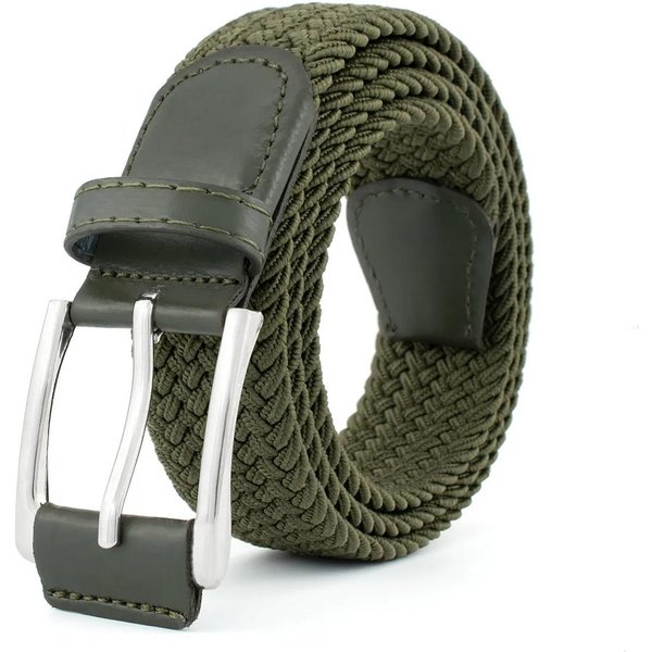 CinturóN EláStico Tejido Transpirable Con Hebilla De AleacióN Para Hombre Mujer Casual Jeans Golf Lona Multifuncional Para Exteriores 105CM Verde Del EjéRcito-image