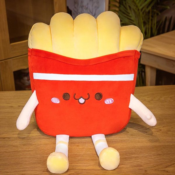 Pluszowa Poduszka Jedzenie Squishy Wypchana Torba Z Frytkami Kanapka Hamburger UśMiechnięTa Buzia Poduszka Dekoracja Sofy I KrzesłA Prezent Urodzinowy Red-image