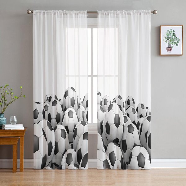 FúTbol Juego De FúTbol Deporte Cortinas Transparentes Para DecoracióN De Sala De Estar Cortinas De Ventana Para Cocina Cortinas De Tul Voile Organza W135 X H160Cm X1-image