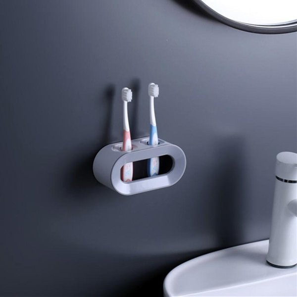 Soporte Para Cepillo De Dientes EléCtrico, Soporte Autoadhesivo De Doble Orificio, Soporte Montado En La Pared, Almacenamiento, Ahorro De Espacio, Accesorios De BañO Gris Claro-image