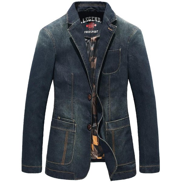 Traje De Mezclilla Para Hombre, Informal, De Negocios, Holgado, De Talla Grande, Para JóVenes, Chaqueta De Mezclilla XL Gray-image