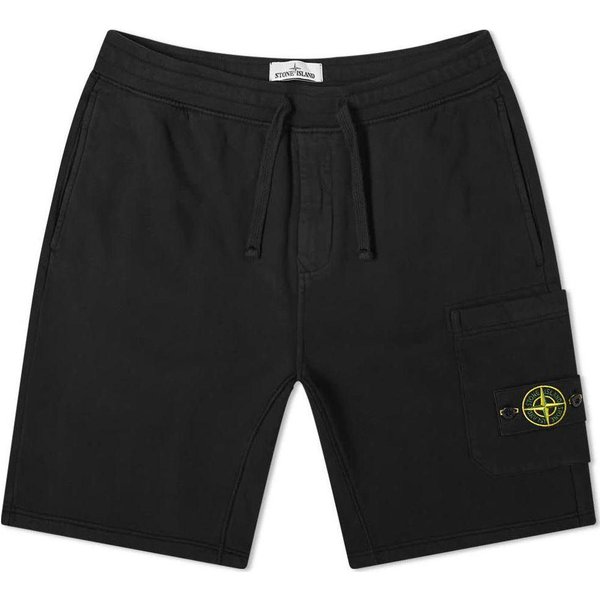 Stone Island FW22 Color SóLido Logo Bolsillo Con CordóN Decorado Pantalones Cortos Casuales Pantalones Cortos Hombre Negro 731564620-V0029 XL-image