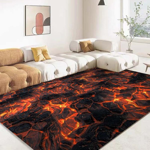 Dywan 3D Wulkaniczna Lawa Magma DużY Czerwony Dywan Do Salonu Sypialni Sofa Dekoracja Domu Mata PodłOgowa AntypośLizgowa Do Zabawy Dla Dzieci 40X60Cm (16X24In) Gray-image