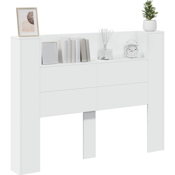 Armario Cabecero Con LED Y Estante Blanco 140 X 16,5 X 103,5 Cm-image
