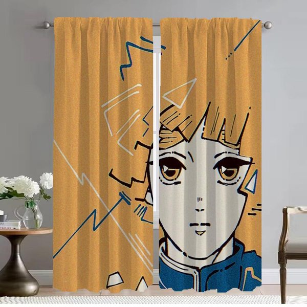 Cortinas Antimosquitos Demon Slayer Para Sala De Estar Cortina Opaca DecoracióN De Halloween Cortinas Divisorias 2 Piezas Tonos W50Xh70Cmx2Pcs-Cl-image