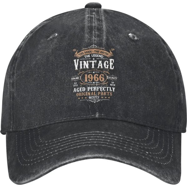 Limitowana Edycja 60 1966 60. Urodziny Czapka Z Daszkiem BawełNiana Czapka Snapback Vintage Zniszczona Unisex Regulowana Czapka Outdoor One Size Gray-image