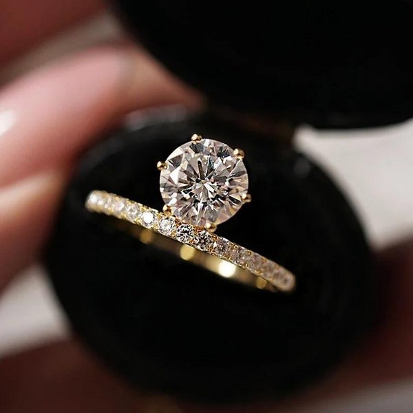 Anillos De Moda Huitan Con Circonita CúBica Brillante DiseñO Creativo De Moda Accesorios Para Fiesta Mujeres Anillo De Boda JoyeríA 10 Brown-image