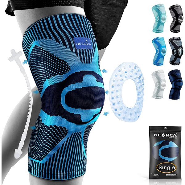 Soporte De Rodillera Neenca Con Estabilizadores Laterales, Manga De CompresióN Para Rodilla Con Gel En La RóTula, Adecuado Para Dolor De Rodilla, Lesiones De Menisco, RecuperacióN L Azul-image