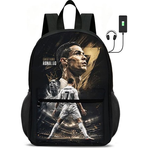Plecak Gwiazdy PiłKi NożNej Plecak Ronaldo Ucz Się, PodróżUj Torby Szkolne Torby DużEj PojemnośCi PiłKa NożNa Sport Uczeń Plecak-image