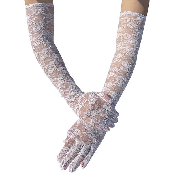 Damskie Przezroczyste Koronkowe Kwiatowe DłUgie RęKawiczki Czarne BiałE Czerwone Seksowne RęKawiczki Do ŁOkcia RęKawiczki Bez PalcóW Akcesoria Na Wesele Imprezę Wieczorowe Gray-image