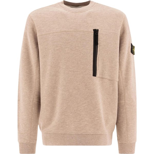 Stone Island Jednolity Pulower Z Logo I OkrąGłYm Dekoltem Bluza Z DłUgim RęKawem MęSka Piaskowy 811565338-V0094 M-image