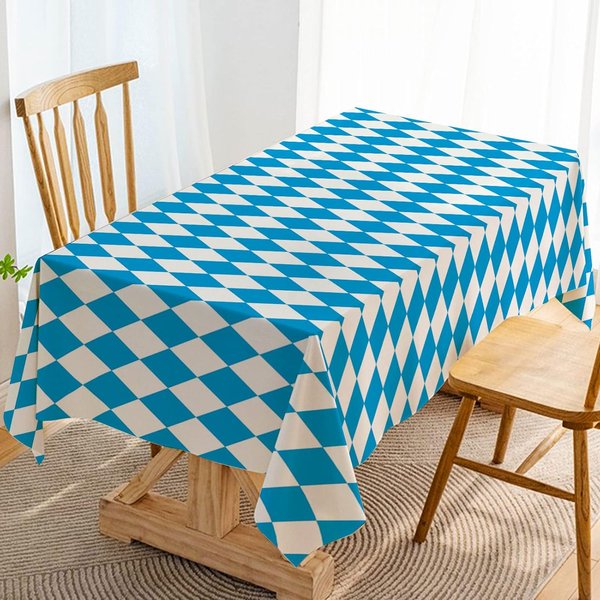 Niebiesko-BiałA Szachownica Bawarska Oktoberfest ProstokąTny Obrus Na Stół Dekoracja StołU Wielokrotnego UżYtku Kuchenny Obrus Do Jadalni Dekoracja Imprezowa 140X280Cm-image
