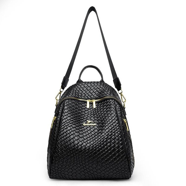 Mochila Nueva De Punto Para Mujer Mochila De Moda DiseñO De Nicho Temperamento Negro Mochila Casual Simple-image
