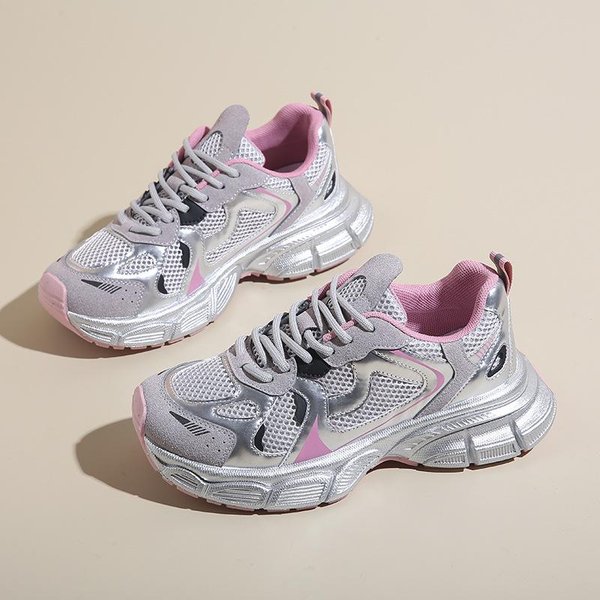 Zapatillas Nuevas Para Papá Para Mujer Primavera Deportivas Estudiantiles Zapatillas Para Correr Zapatos Casuales Suela Gruesa Altura 40 Gray-image