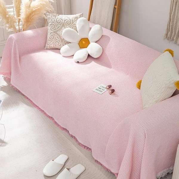 Funda De Sofá De AlgodóN Tejido, Manta De Color SóLido, Toalla De Sofá Antideslizante Para DecoracióN De Muebles De Sala De Estar, Funda De Sofá Tapiz 90X150Cm-image