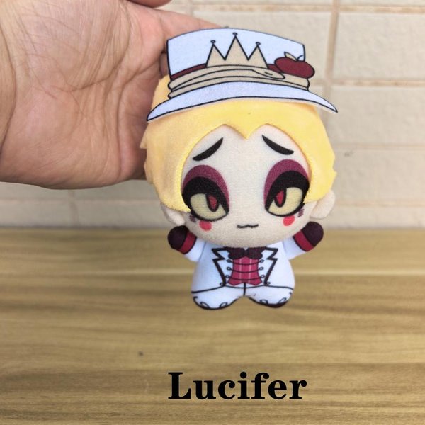 10 Cm Lindo AnimacióN Hotel Hazbin Personaje Sonrisa 3V Vox / Alastor Y Lucifer Peluches Colgante De Bolsa Llavero MuñEca De Peluche Anime About 10Cm-image
