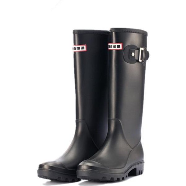Botas De Lluvia De Moda Para Mujer, Botas De Agua Hasta La Rodilla Con Hebilla De Tubo Largo, Zapatos Impermeables De Alta Calidad, Botas De Lluvia De Goma Y PVC Para Mujer, Df456 40 Black-image
