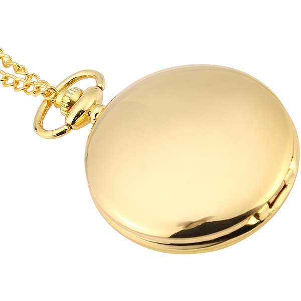 Reloj De Bolsillo AnalóGico De Cuarzo CláSico Liso Colgante Collar Con Cadena Dorado-image