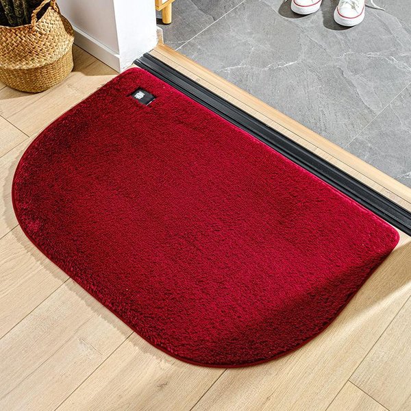 Alfombra De BañO Antideslizante Alfombra De BañO Absorbente Alfombra De Pie Gruesa De Color SóLido Pelusa Hogar BañO Alfombra Alfombra De BañO Entrada 60*90Cm Red-image