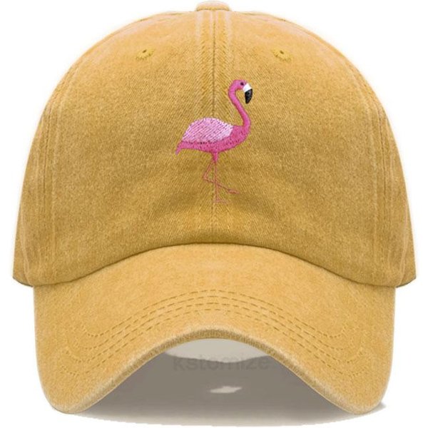 Bordado De Animales Flamenco Gorras De BéIsbol Para Hombres Mujeres Retro AlgodóN Suave Lavado Gorra De Papá Gorra Snapback Dropshipping Adjustable Black-image