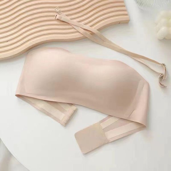 Kobiety Seksowny Bezszwowy Biustonosz Typu Tuba Niewidoczne Biustonosze Bez RamiąCzek Bielizna Damska Biustonosz Typu Push-Up Bezprzewodowa Bielizna Damska S Beige-image