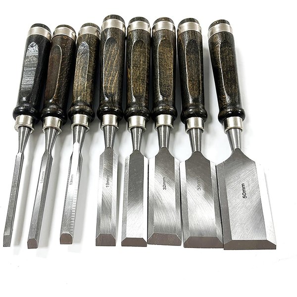 Juego De 8 Cinceles Para Madera Para Herramientas De CarpinteríA, Herramientas Para Tallar Madera Con Estuche De Madera, Herramientas Para Tallar Madera Negro-image